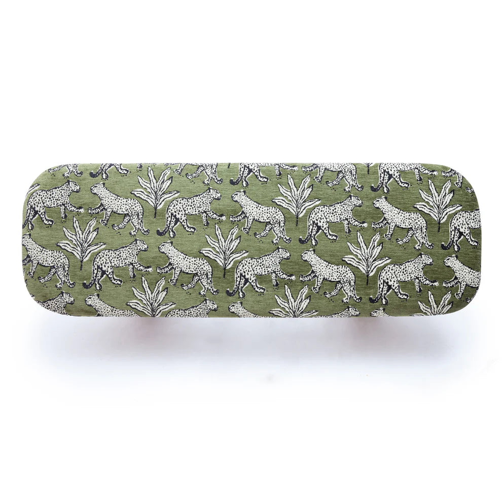 Ollie 48" Olive Green Leopard Performance Jacquard Bench