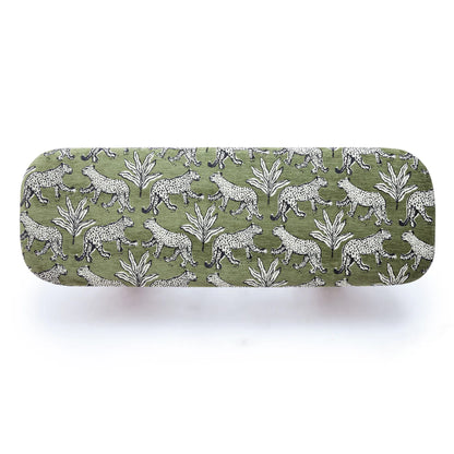 Ollie 48" Olive Green Leopard Performance Jacquard Bench