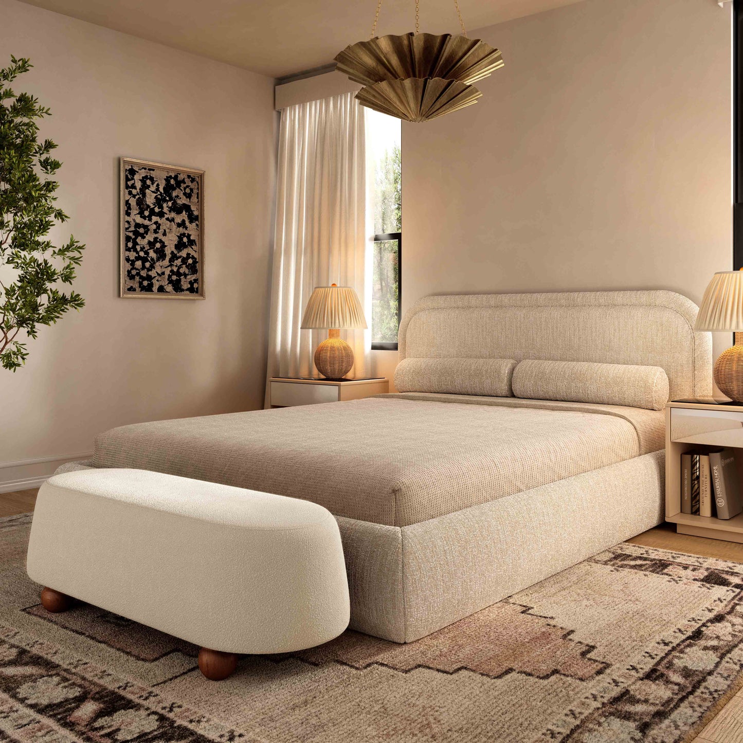 Jaine 48" Performance Boucle Large Ottoman