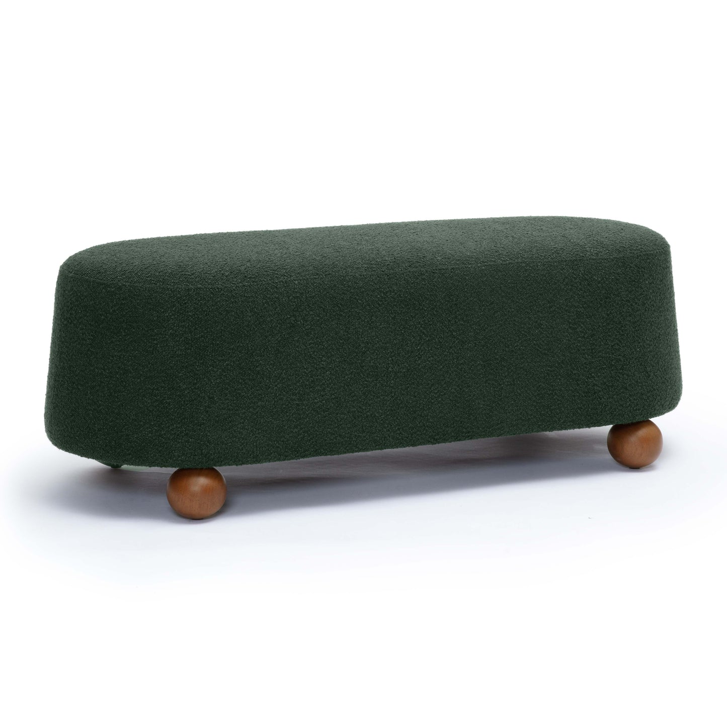 Jaine 48" Performance Boucle Large Ottoman - Forest Green