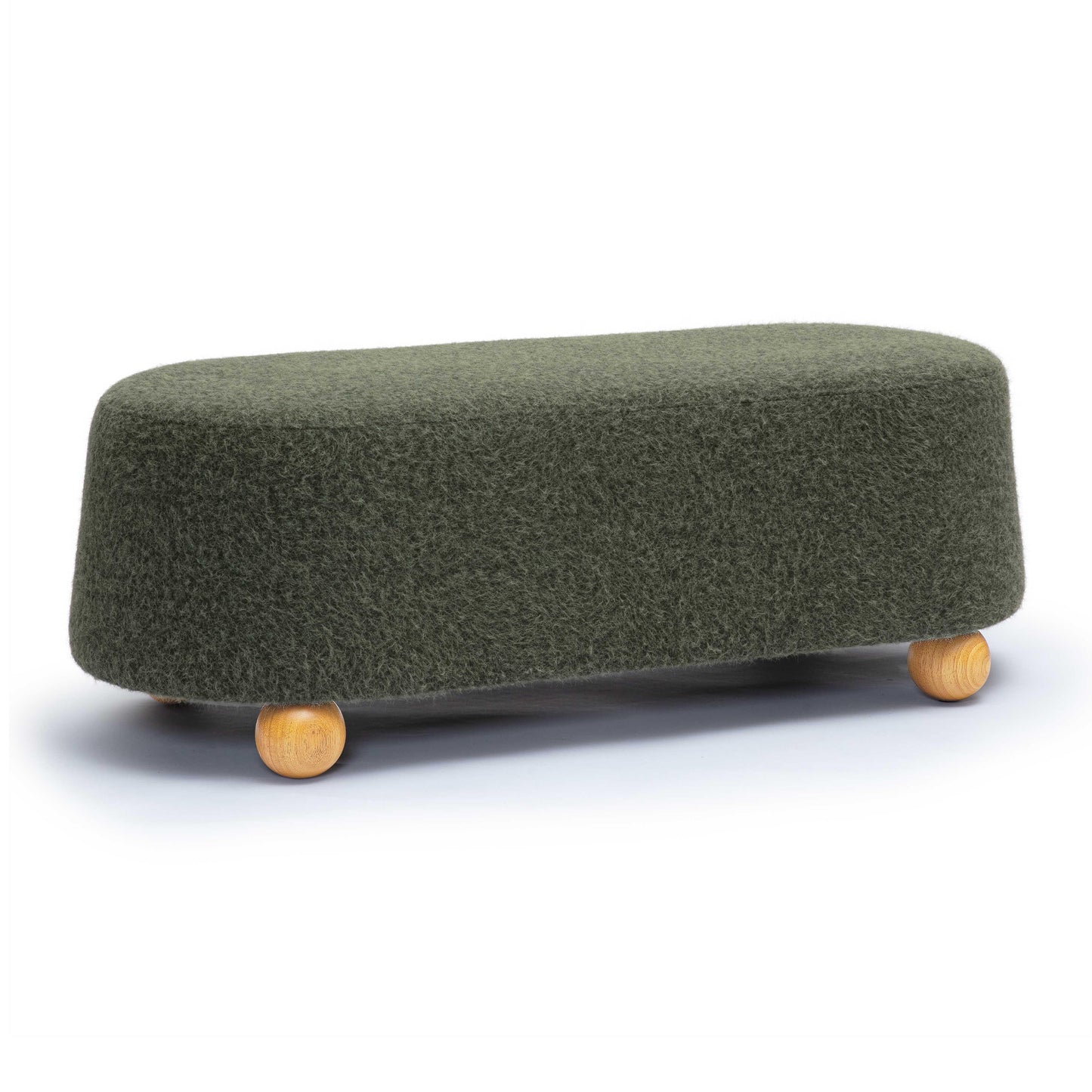 Jaine 48" Contract-Grade Faux Mohair Large Ottoman - Forest Green
