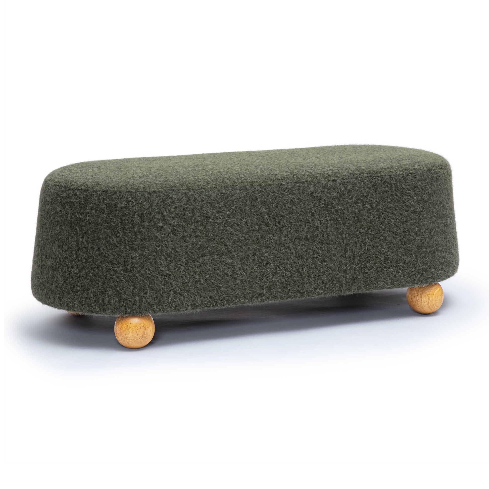 Jaine 48" Contract-Grade Faux Mohair Large Ottoman - Forest Green