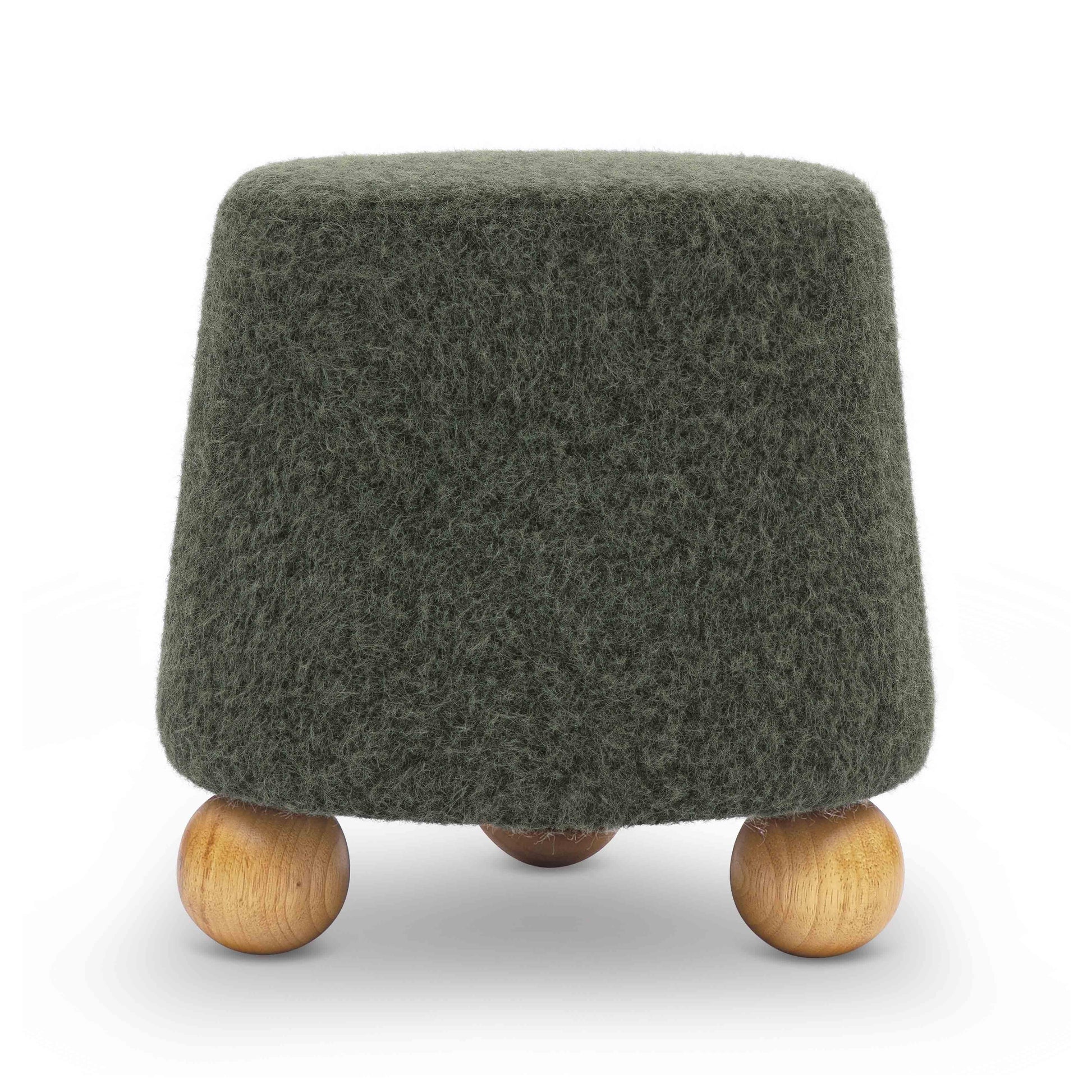 Jaine Contract-Grade Faux Mohair Ottoman - Green