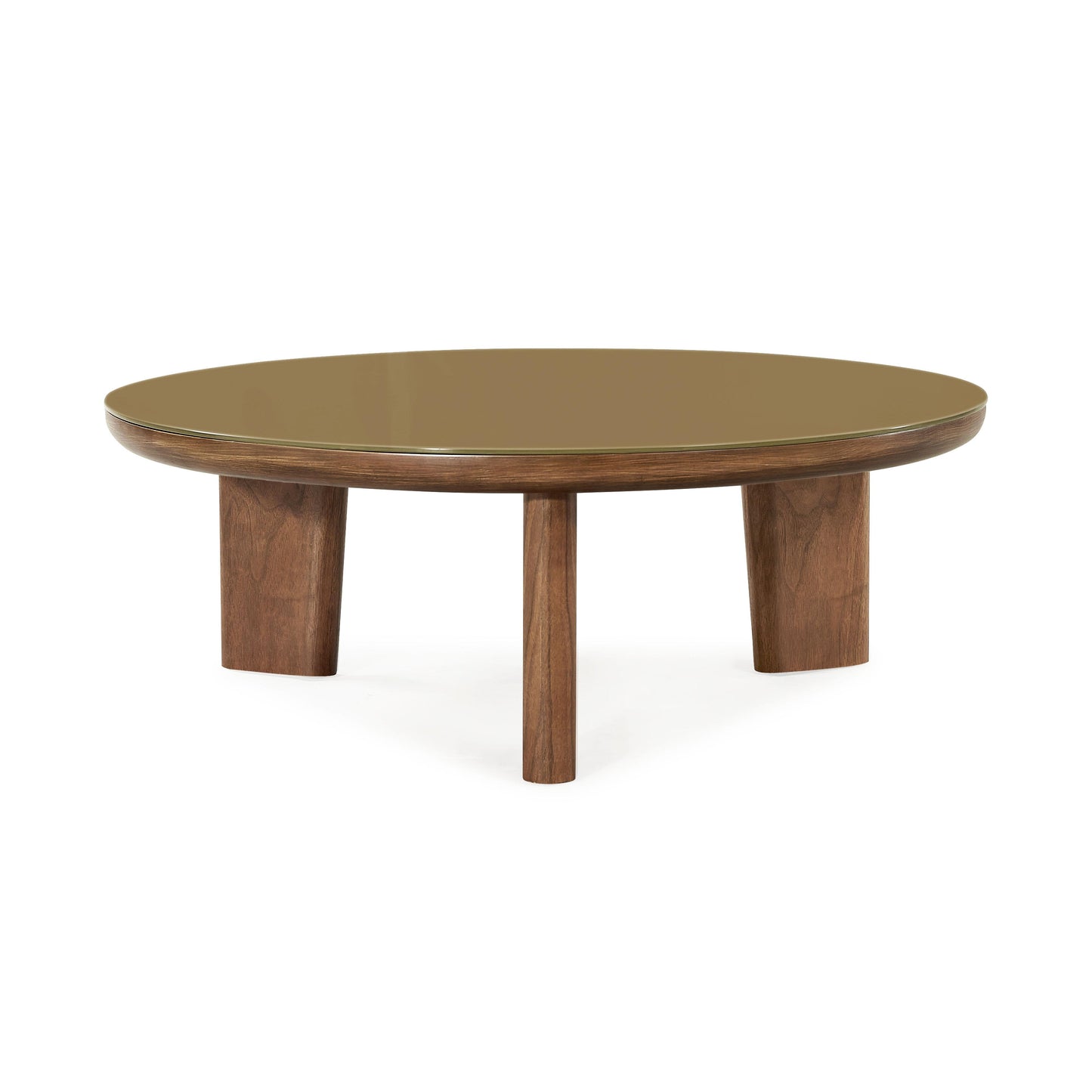 Oani 36" Walnut and Glass Round Coffee Table - Default Variant