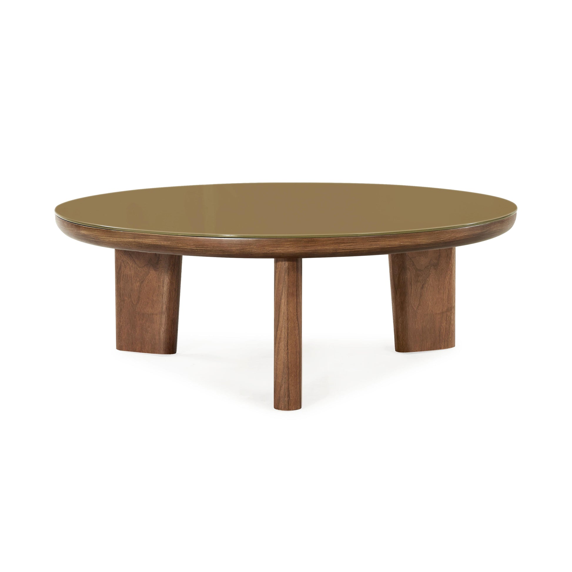 Oani 36" Walnut and Glass Round Coffee Table - Default Variant