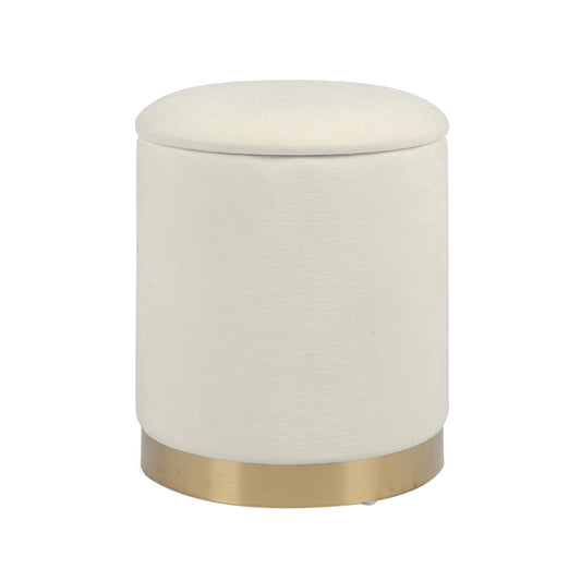Zoe Cream Chenille Storage Ottoman - Default Variant