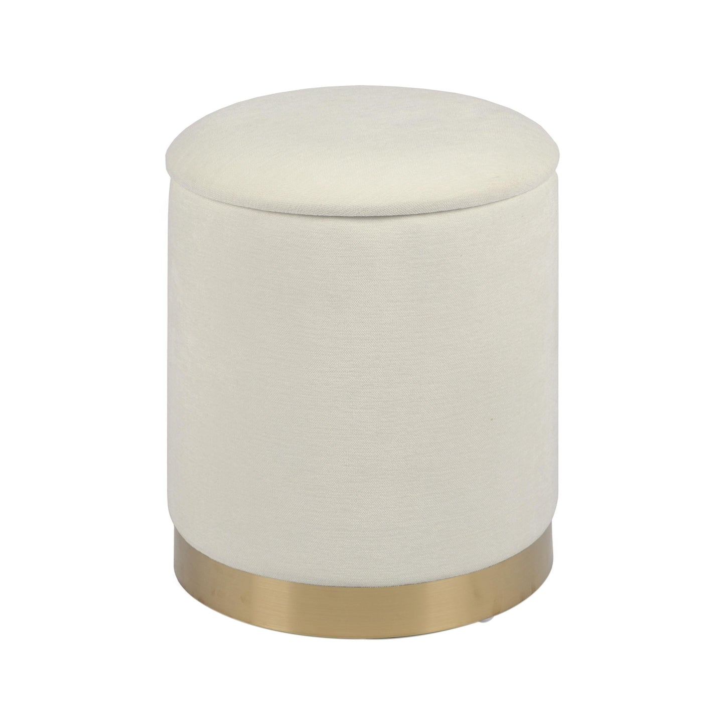 Zoe Cream Chenille Storage Ottoman