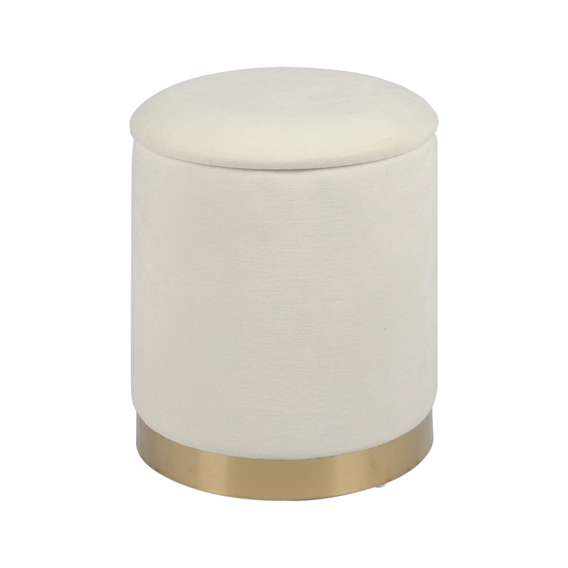 Zoe Cream Chenille Storage Ottoman