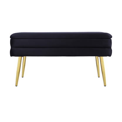 Ziva 31" Velvet Storage Bench - Black