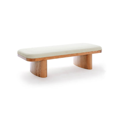 Ollie 56.5" White Performance Boucle Large Bench - Default Variant