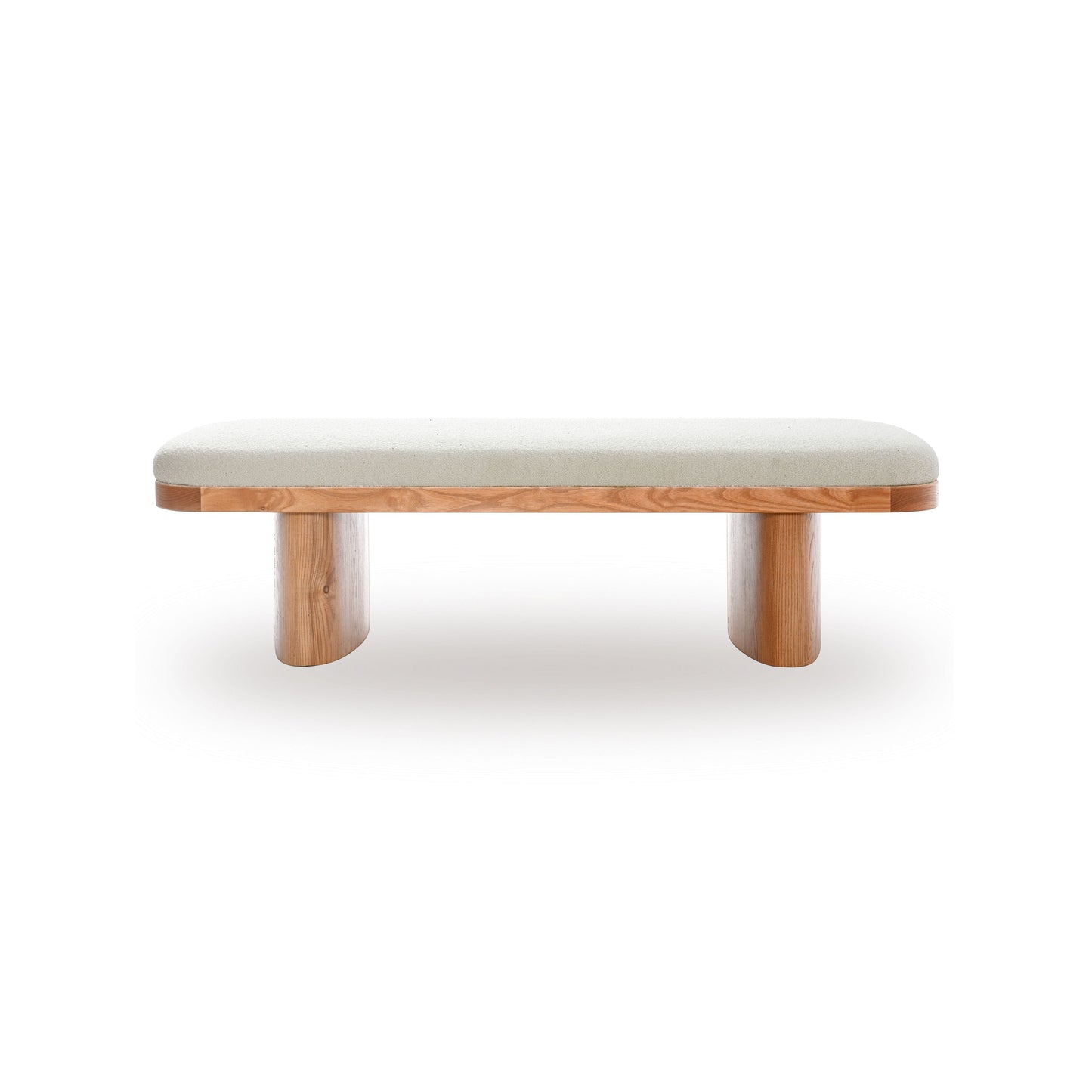 Ollie 56.5" White Performance Boucle Large Bench