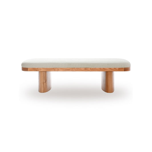 Ollie 56.5" White Performance Boucle Large Bench