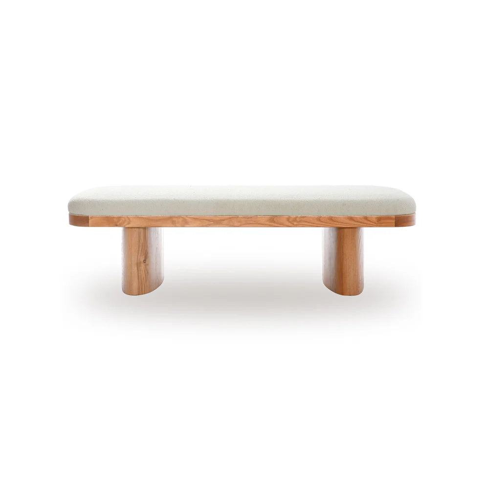 Ollie 56.5" White Performance Boucle Large Bench
