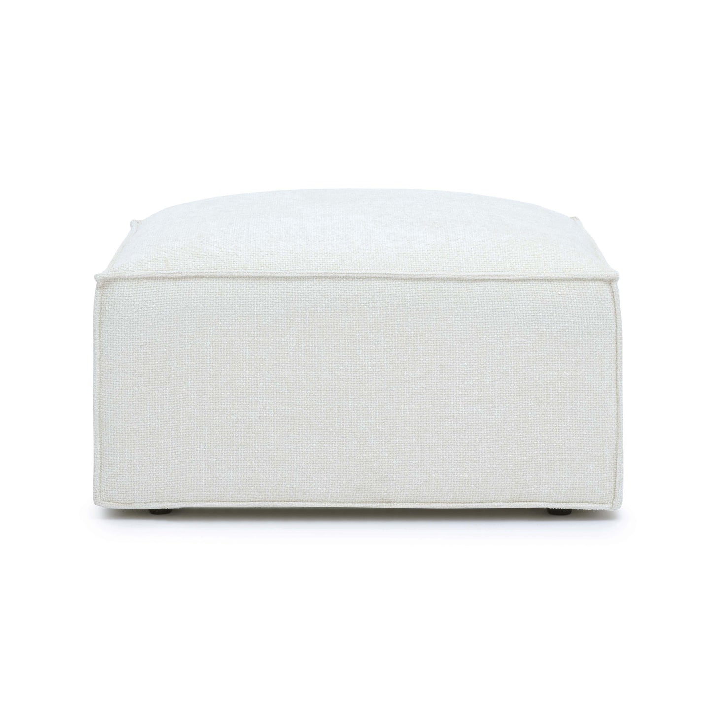 Mindy Performance Chenille Basketweave Ottoman - Cream