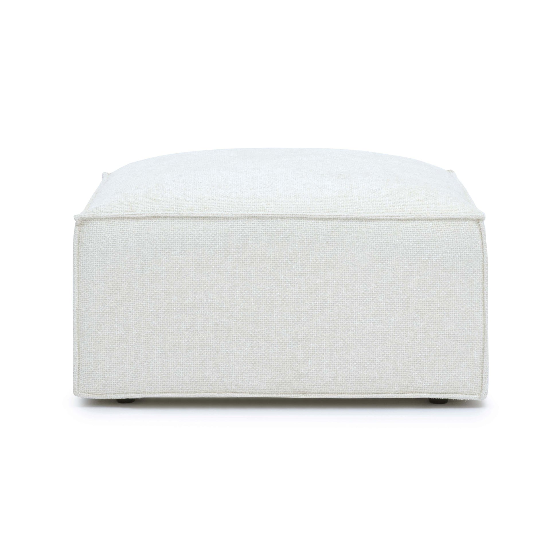Mindy Performance Chenille Basketweave Ottoman - Cream