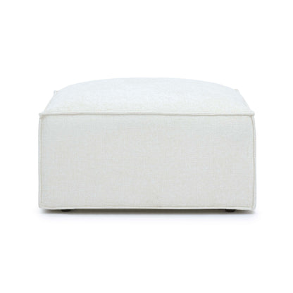 Mindy Performance Chenille Basketweave Ottoman - Cream