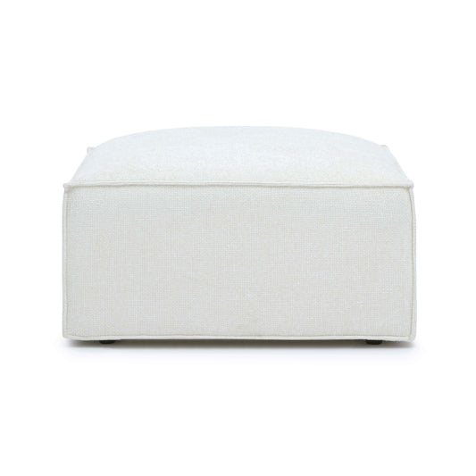 Mindy Performance Chenille Basketweave Ottoman - Cream