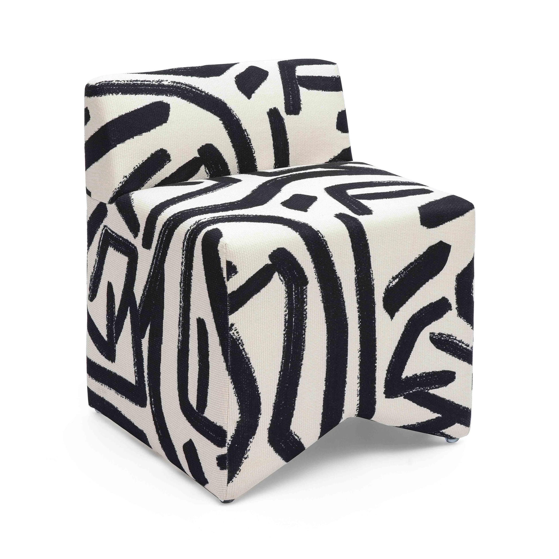 Pippa Black Brushstroke Print Contract Grade Accent Stool - Default Variant