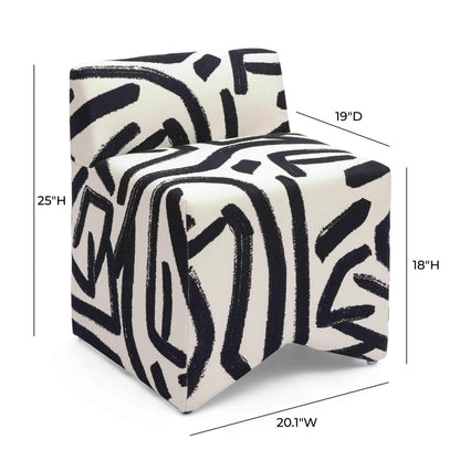 Pippa Black Brushstroke Print Contract Grade Accent Stool