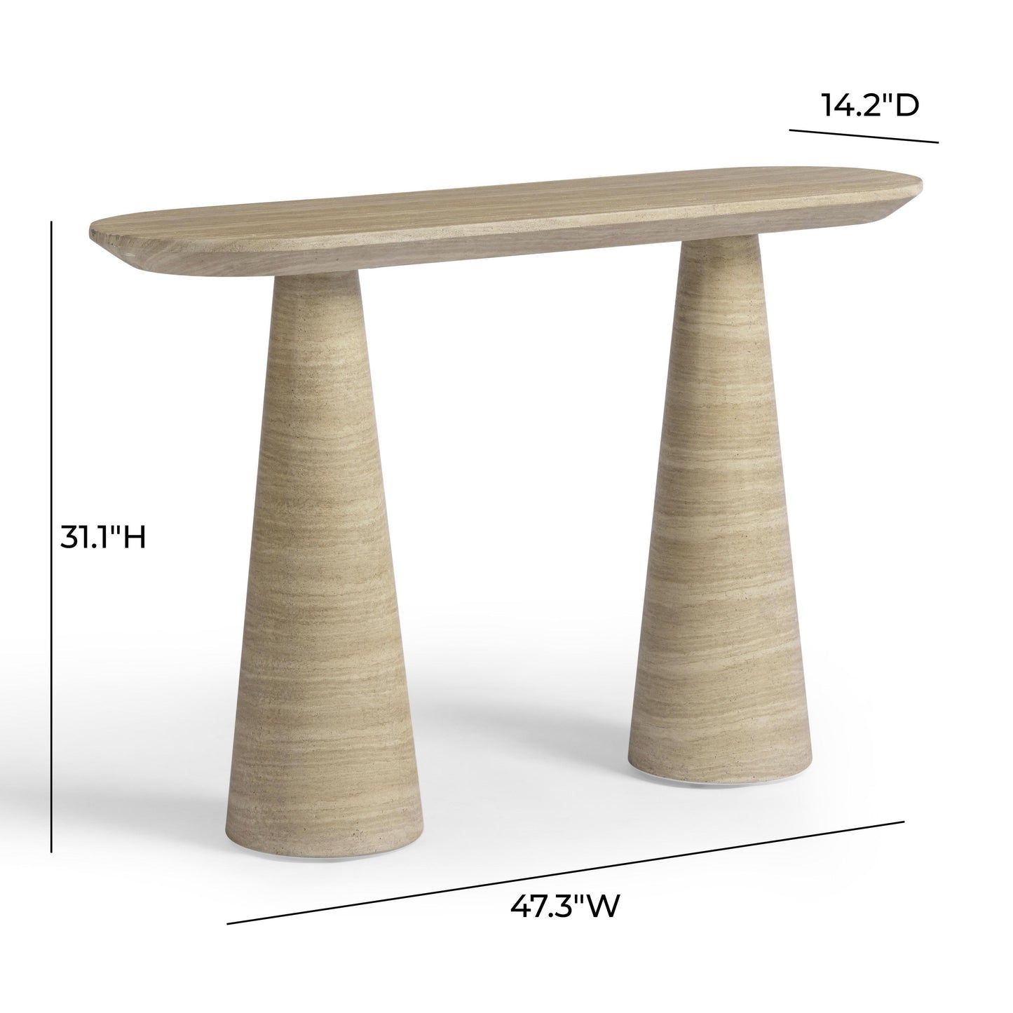 Sandra 47" Faux Travertine Indoor/Outdoor Console Table
