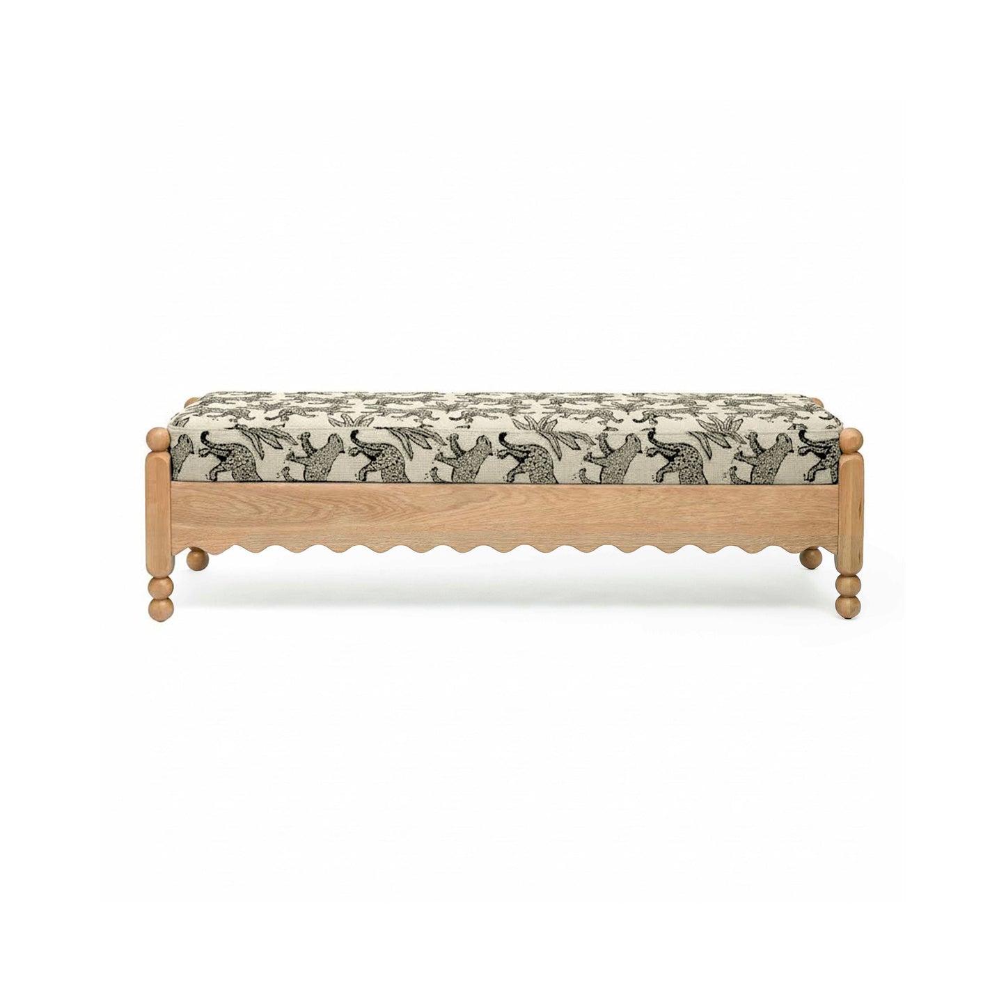 Thelma 56" Leopard Performance Jacquard Fabric Bench