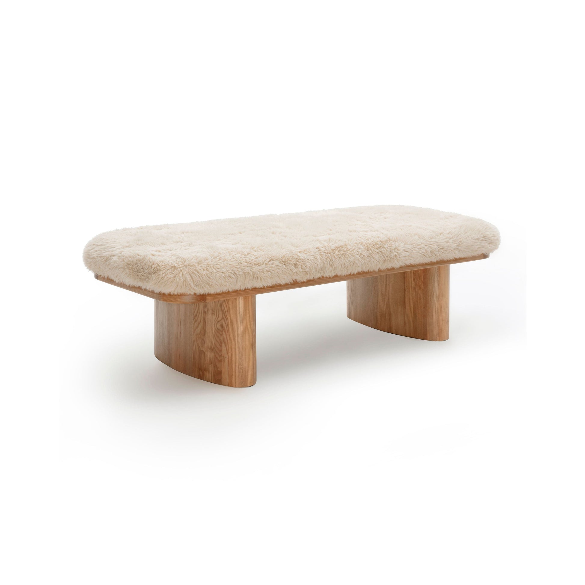 Ollie 56.5" Contract-Grade Straight Vegan Shearling Large Bench - Natural