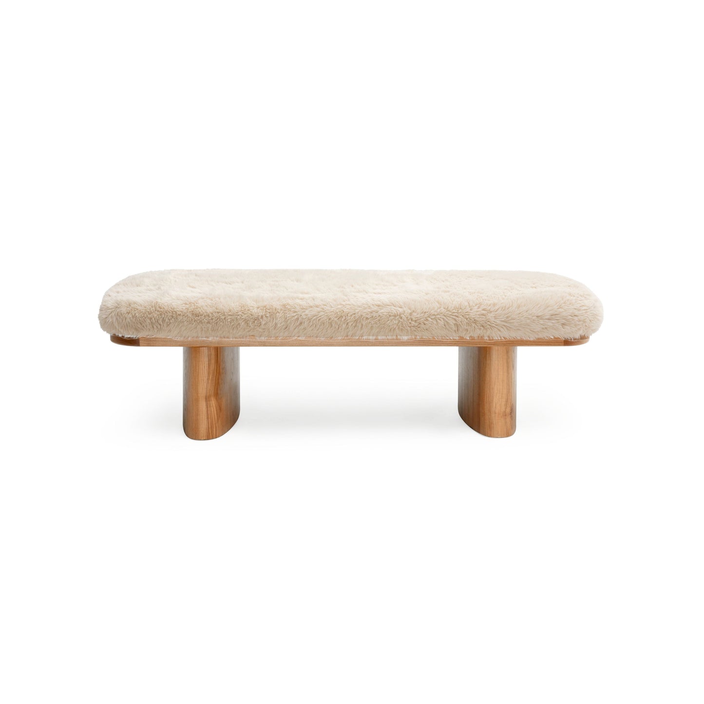 Ollie 56.5" Contract-Grade Straight Vegan Shearling Large Bench