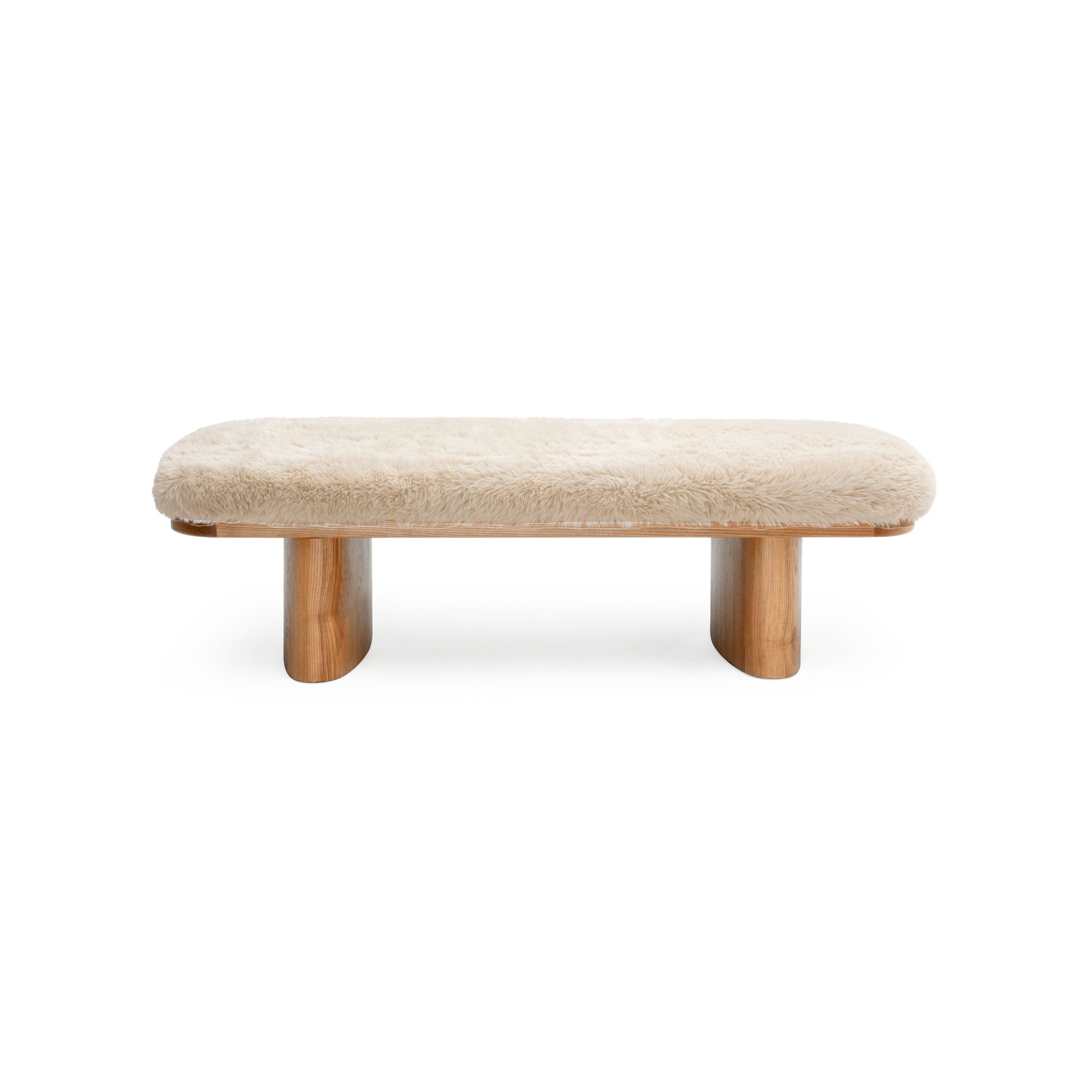 Ollie 56.5" Contract-Grade Straight Vegan Shearling Large Bench