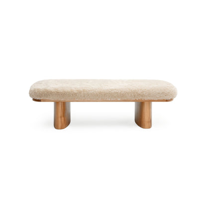 Ollie 56.5" Contract-Grade Straight Vegan Shearling Large Bench
