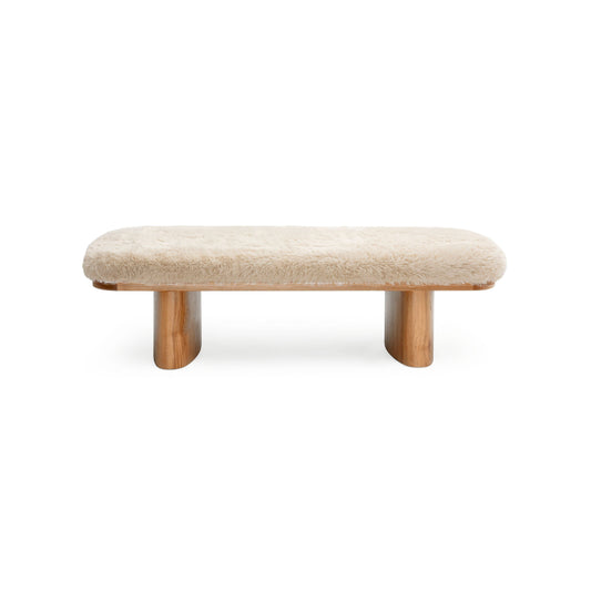 Ollie 56.5" Contract-Grade Straight Vegan Shearling Large Bench