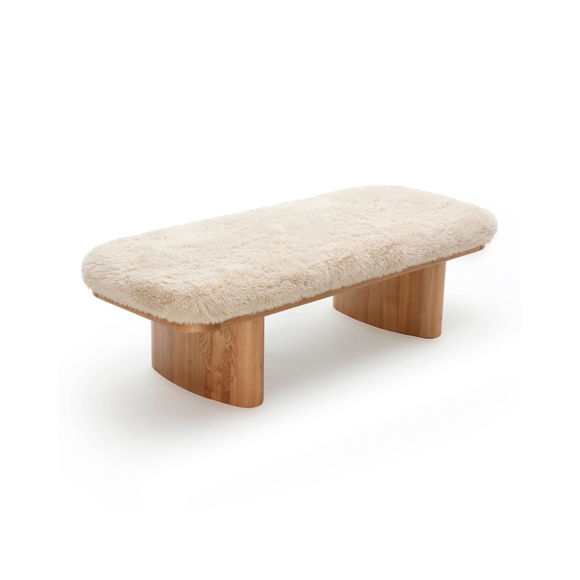 Ollie 56.5" Contract-Grade Straight Vegan Shearling Large Bench