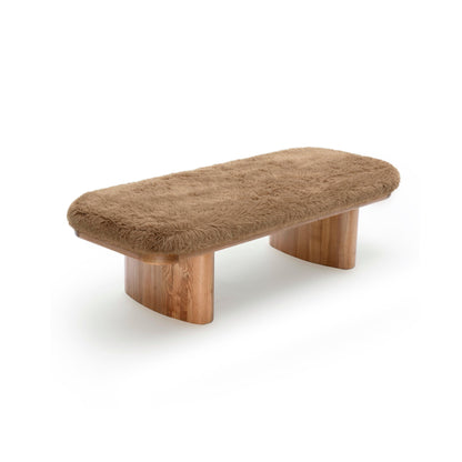 Ollie 56.5" Contract-Grade Straight Vegan Shearling Large Bench