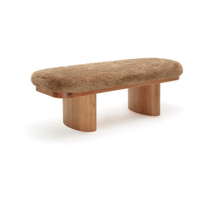 Ollie 48" Contract-Grade Straight Vegan Shearling Bench - Taupe