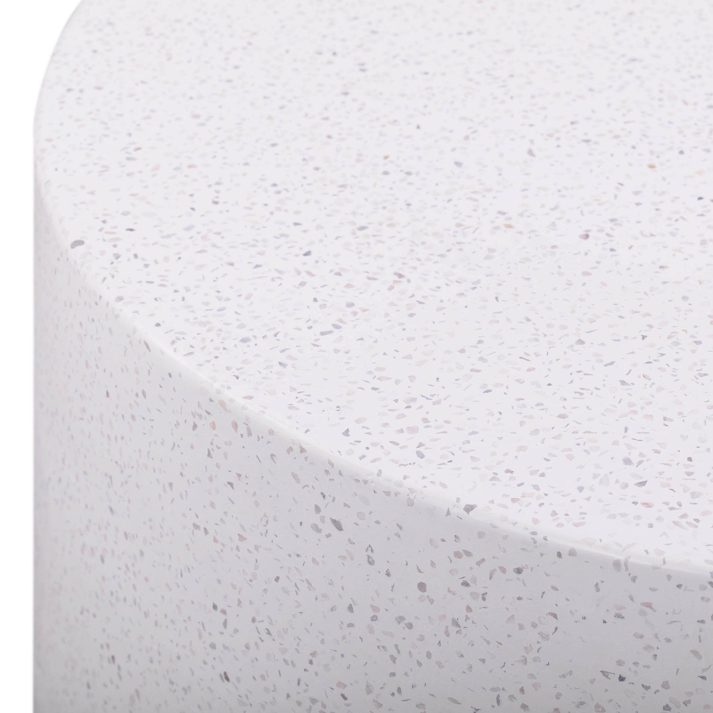 Terrazzo 27.5" Light Speckled Concrete Round Coffee Table