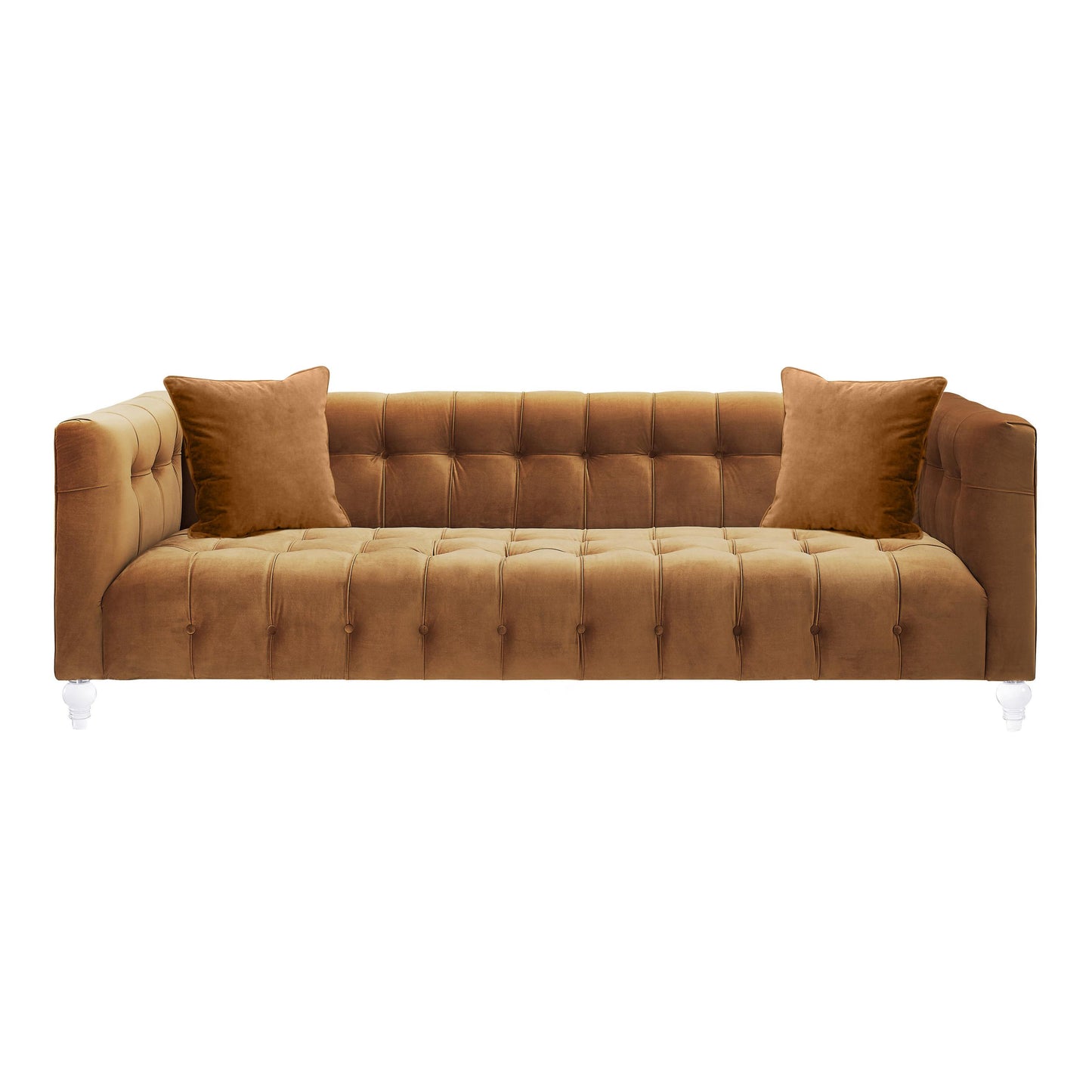 Bea 90.6" Performance Velvet Tufted Sofa - Cognac