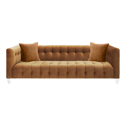 Bea 90.6" Performance Velvet Tufted Sofa - Cognac