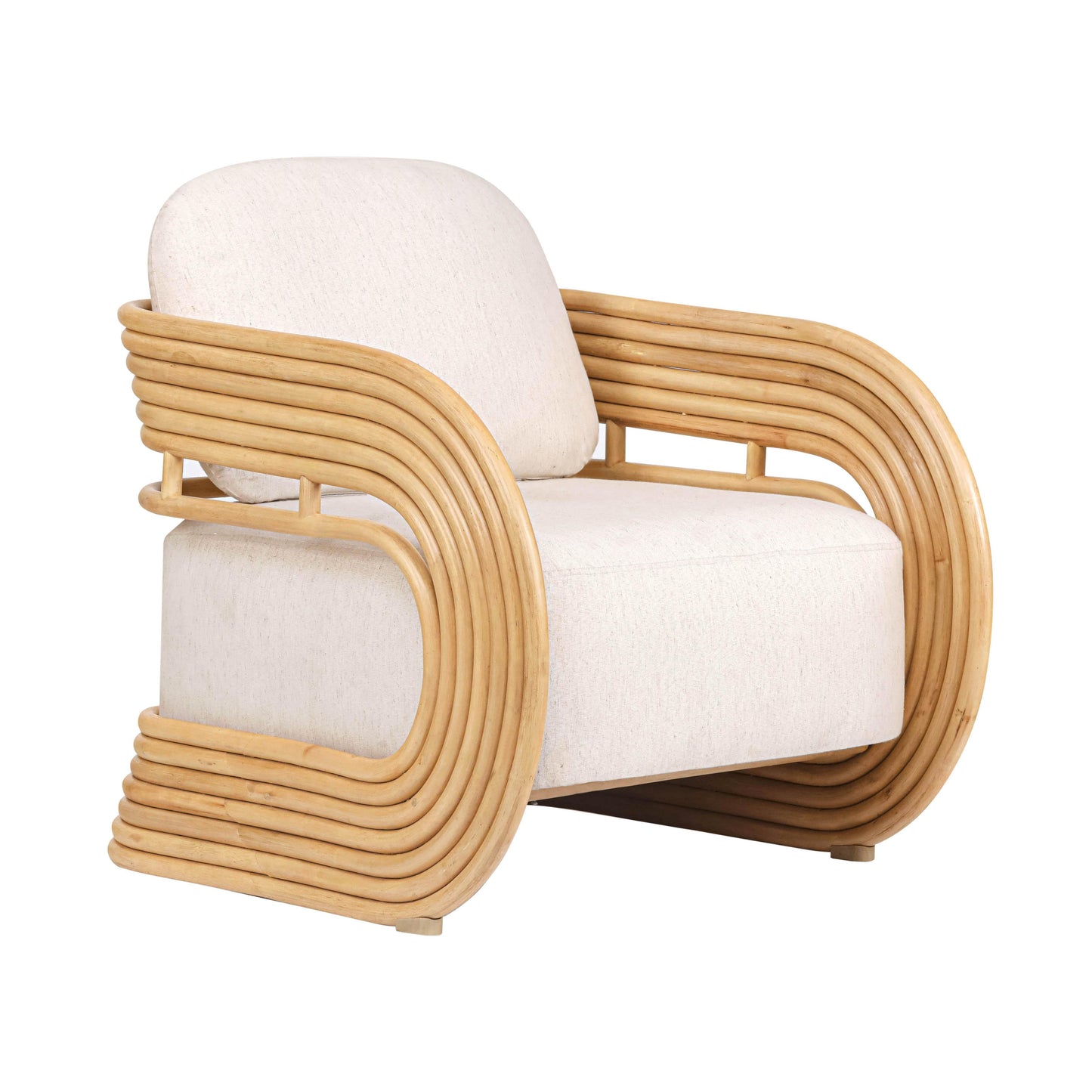 Lauretta Cream Performance Fabric and Natural Rattan Accent Chair - Default Variant