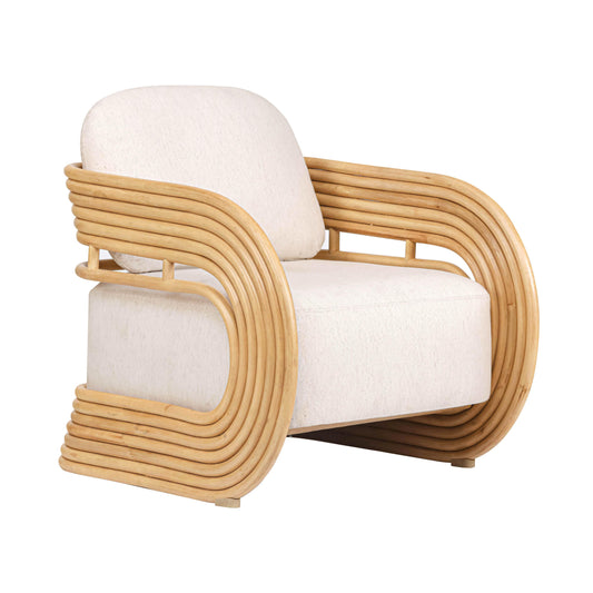 Lauretta Cream Performance Fabric and Natural Rattan Accent Chair