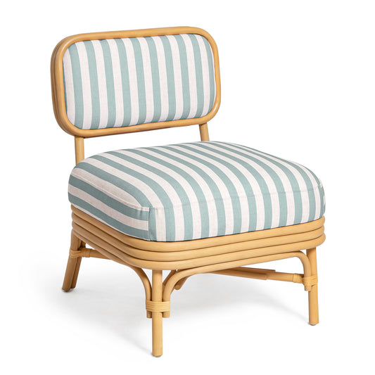 Dorine Striped Performance Linen &amp; Rattan Accent Chair