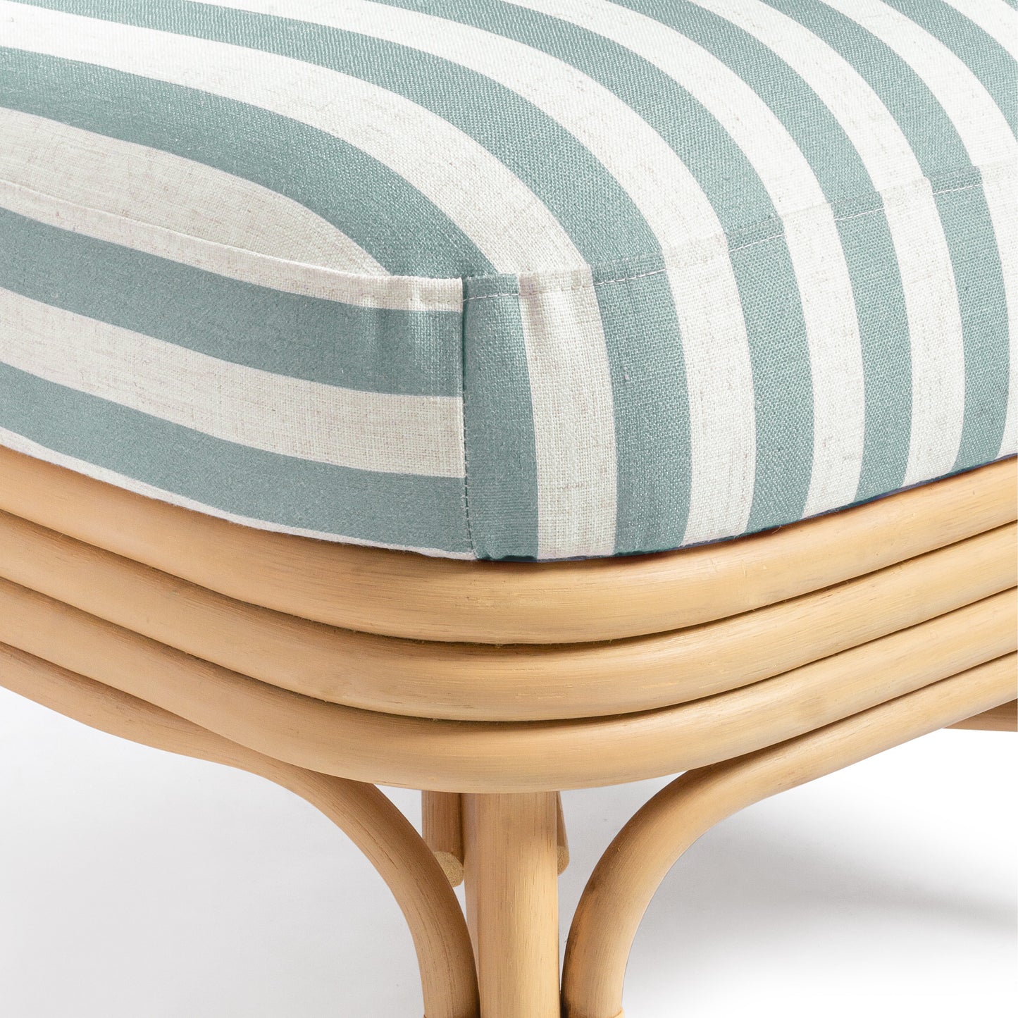 Dorine Striped Performance Linen &amp; Rattan Accent Chair