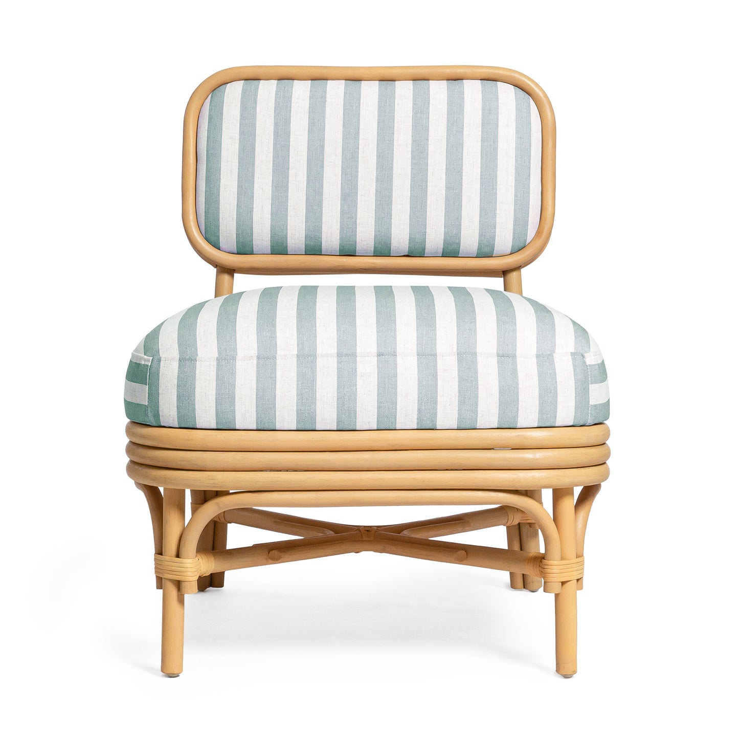 Dorine Striped Performance Linen &amp; Rattan Accent Chair