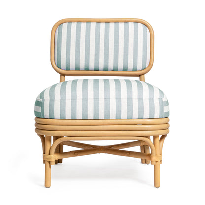 Dorine Striped Performance Linen &amp; Rattan Accent Chair