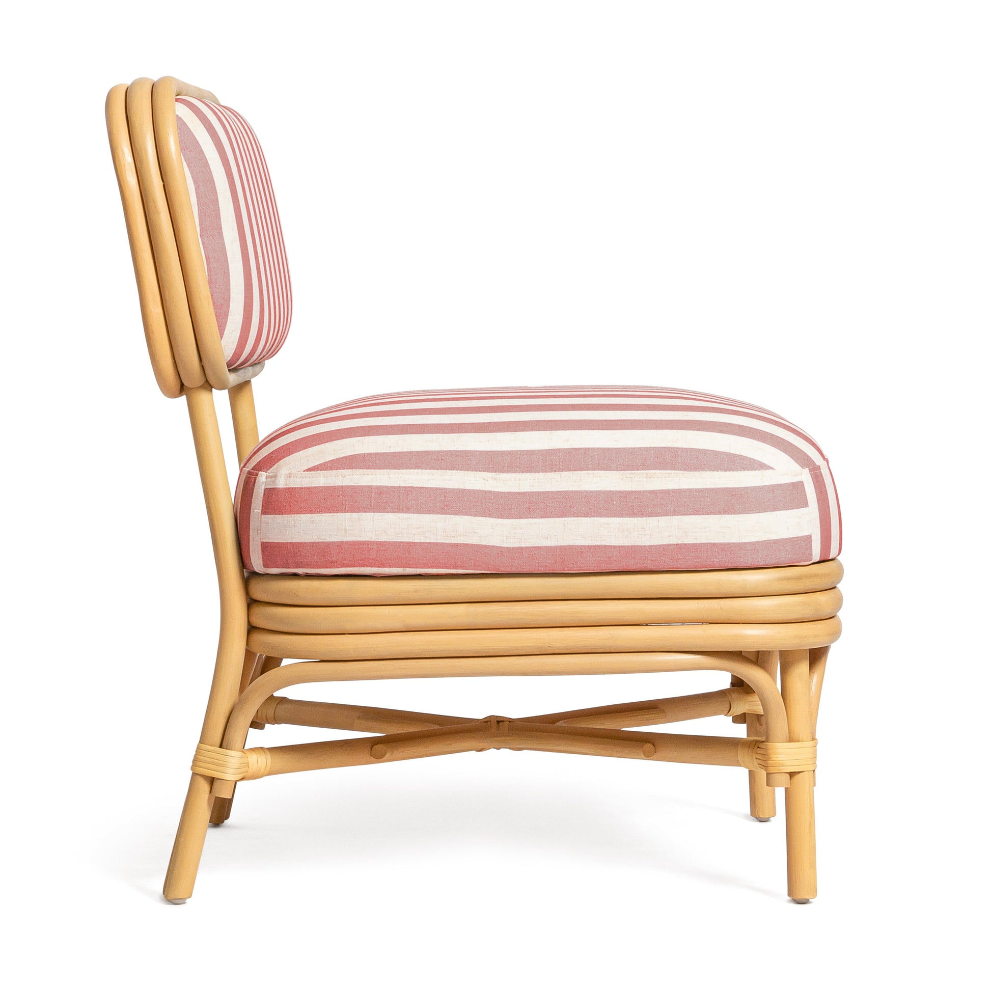 Dorine Striped Performance Linen &amp; Rattan Accent Chair