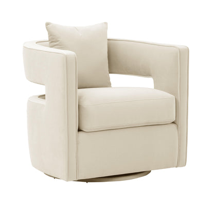 Kennedy Performance Velvet Swivel Accent Chair - Cream