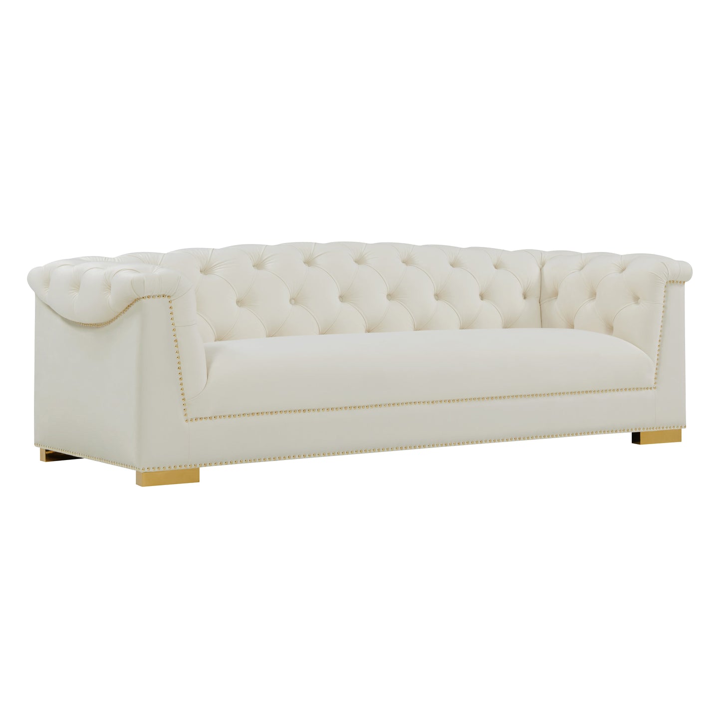 Farah 91" Performance Velvet Sofa by Inspire Me! Home Decor - Cream