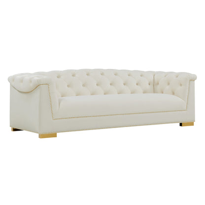 Farah 91" Performance Velvet Sofa by Inspire Me! Home Decor - Cream