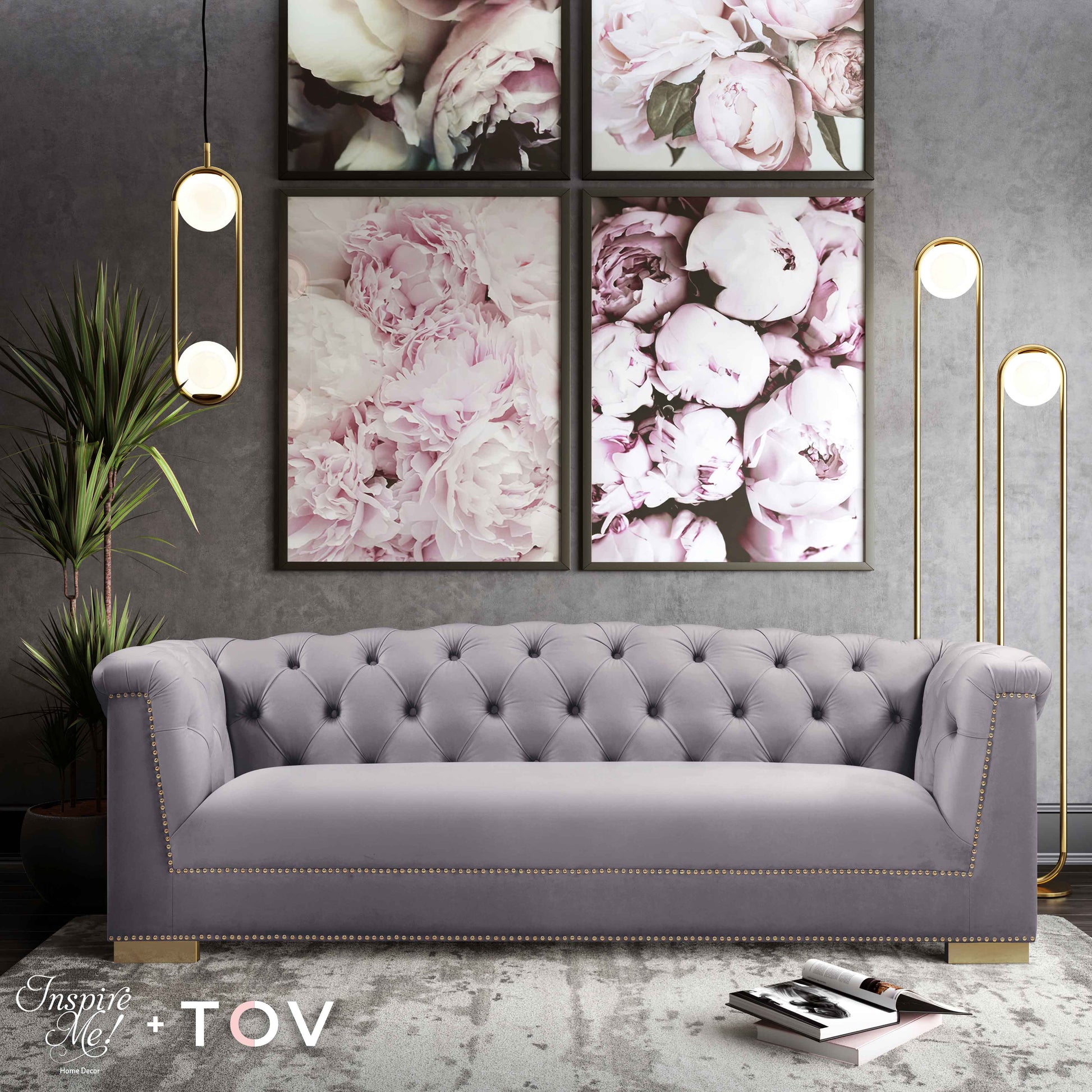 Farah 91" Performance Velvet Sofa by Inspire Me! Home Decor
