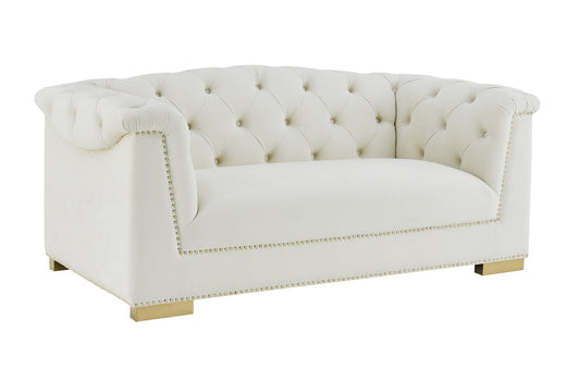 Farah 69" Performance Velvet Loveseat by Inspire Me! Home Decor - Cream