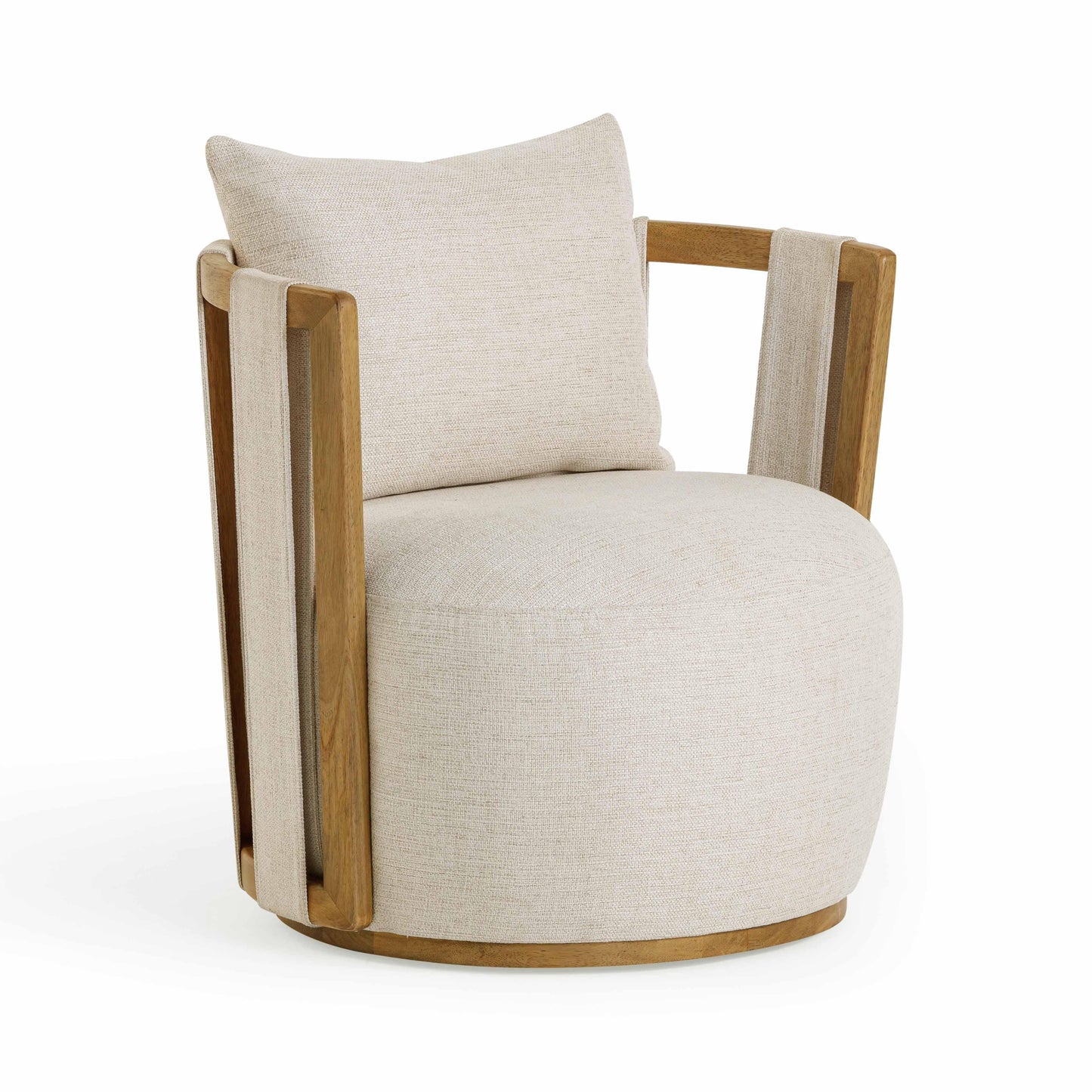 Paolo Textured Contract-Grade Weave Fabric Swivel Accent Chair - Cream