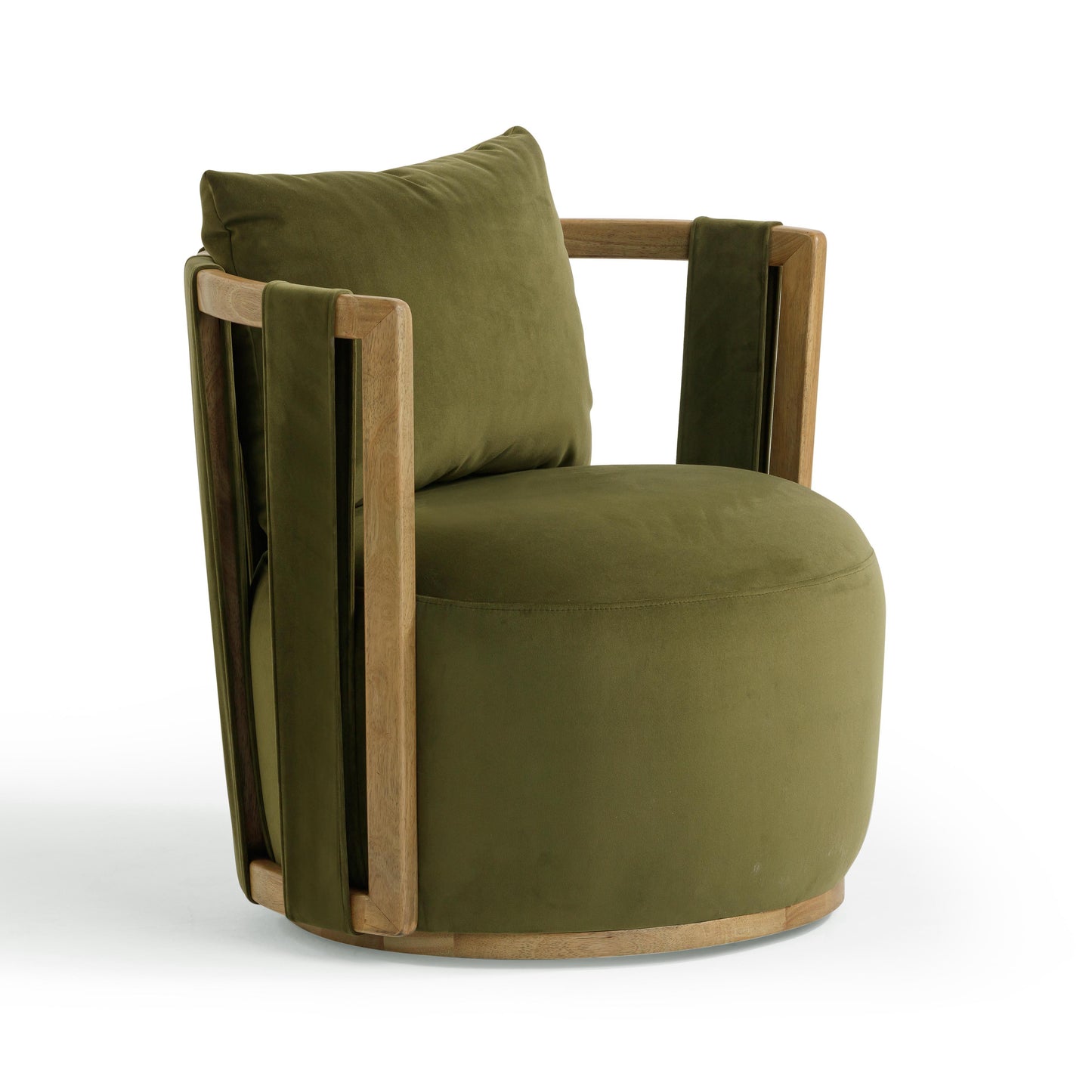 Paolo Upcycled Contract-Grade Fabric Swivel Accent Chair - Green